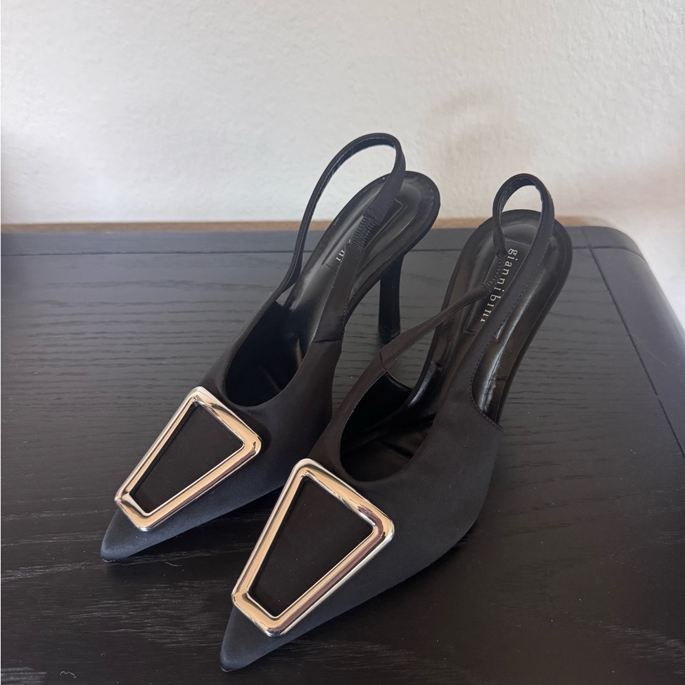 Gianni Bini Black Heels with Silver Trim